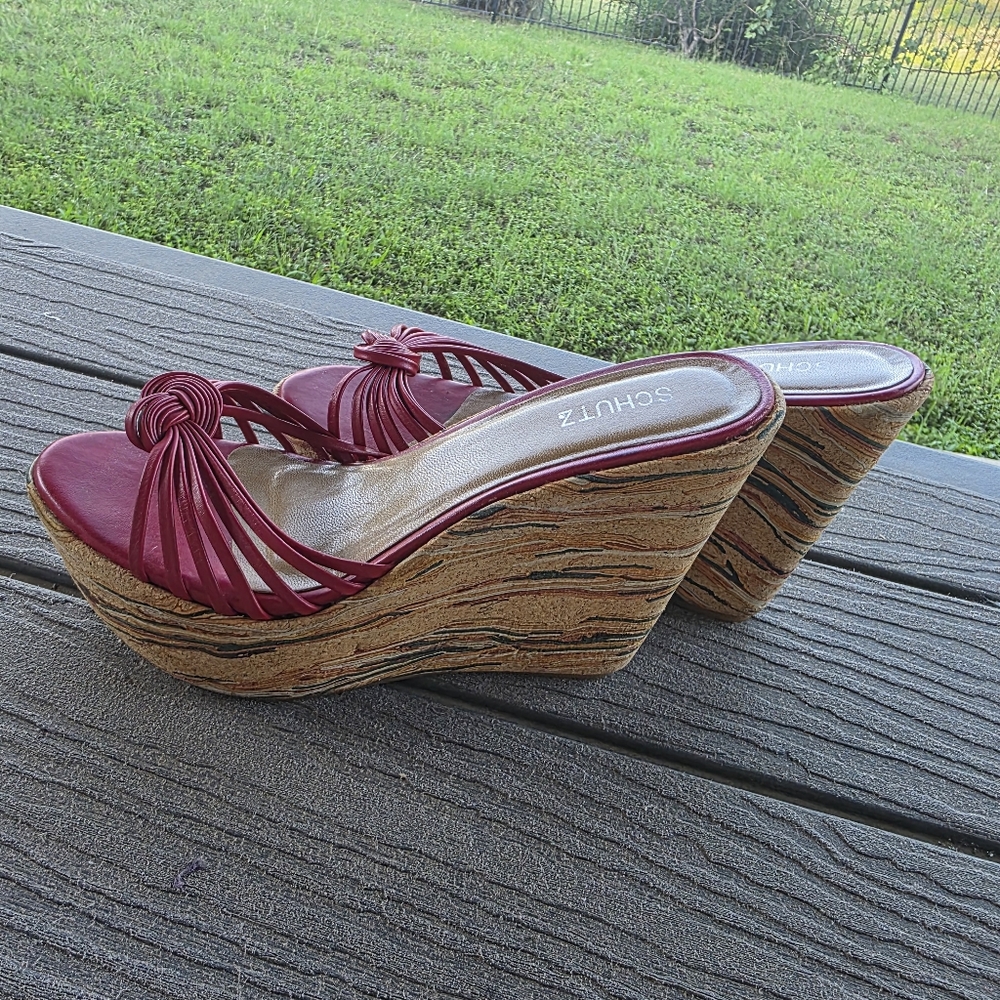Schutz Women's Red Wedge Sandals